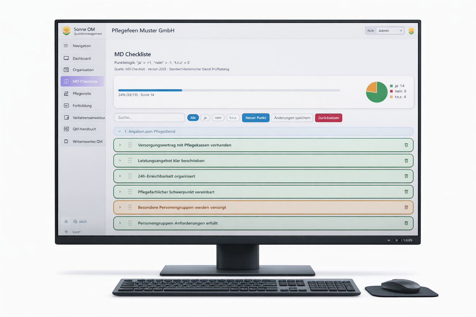 MD-Checkliste in QM Sonne